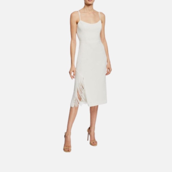 Dress the Population Rory White Midi Dress Sleeveless Fringe Sz Small - Picture 12 of 16